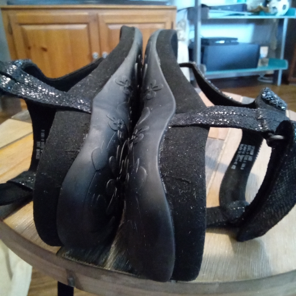 Aetrex Jade Sparkle Women's Black Thong Sandals Size 10 - Picture 13 of 16